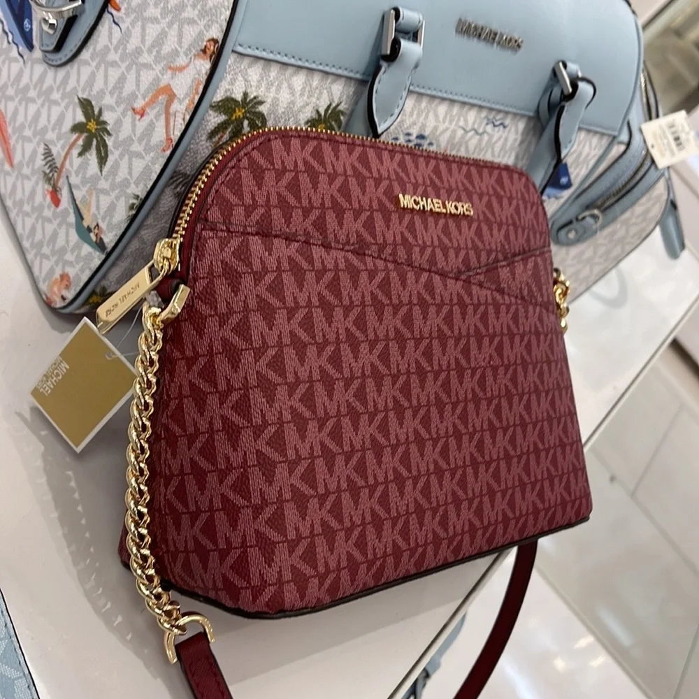 MICHAEL KORS Jet Set Medium Logo Dome Satchel Mulberry Multi